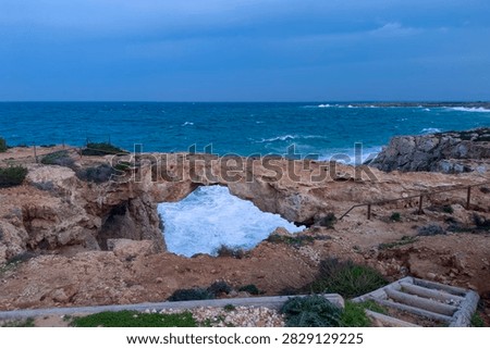 visiting the Crow's Arch Stonebridge during twilight on the south part of Cyprus