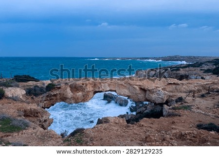 visiting the Crow's Arch Stonebridge during twilight on the south part of Cyprus