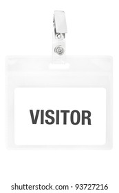 Visitor Badge Or ID Pass Isolated On White Background, Clipping Path Included