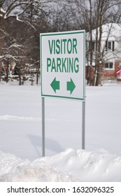 Visitor Parking Sign In Winter Season 