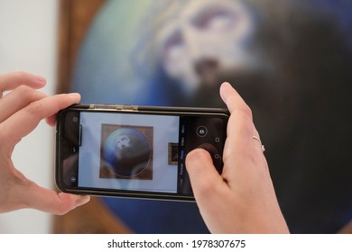 A Visitor Takes A Photo In The National Gallery Of Greece In Athens, Greece On May 14, 2021. The Newly Renovated Building Reopened Its Doors To Public After An 8-year Refurbishment.