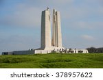 Visitors walking around the The Canadian National Vimy Monument at Vimy Ridge, France