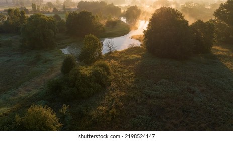 Vistula Oxbow Lake In The Fog At Sunrise