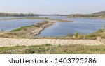 Vistula River near dam in Wloclawek. View towards the city of Wloclawek. It is the place of martyrdom of priest Jerzy Popieluszko