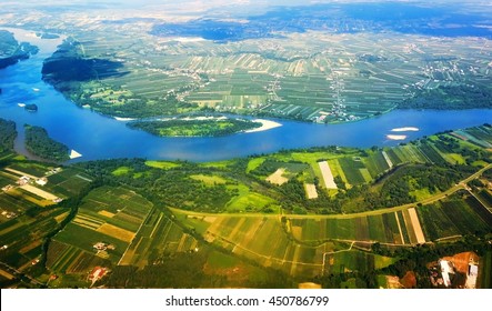 Vistula River In Poland From The Air.