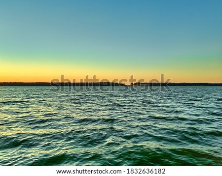 Vistula Spit canal works seen from Vistula Lagoon at sunset in summer. Zdjęcia stock © 