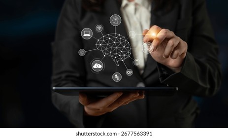 A visual of artificial intelligence network connecting AI, network, and system across a structured digital platform for seamless AI communication Latch
