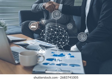 A visual of artificial intelligence network connecting AI, network, and system across a structured digital platform for seamless AI communication Vouch