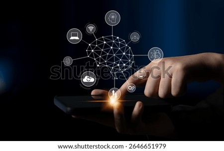 A visual of artificial intelligence network connecting AI, network, and system across a structured digital platform for seamless AI communication Latch