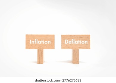 Visual comparison of Inflation or Deflation using minimalist props, authentic illustrative image for business blog and presentation eyecatcher.