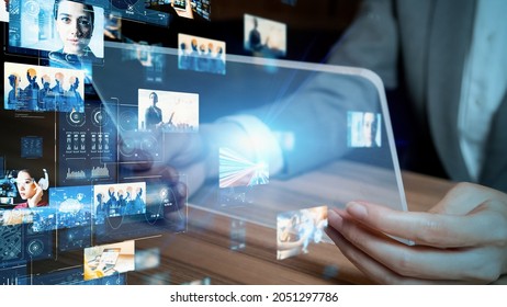 Visual contents concept. Stereoscopic image. Hologram. Streaming video. NFT. Non-fungible token.