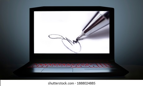 Visual Describing E Signature On Computer Screen