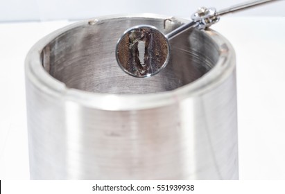 Visual inspection of the inner surface of welded parts by means of special telescopic mirrors - Shutterstock ID 551939938