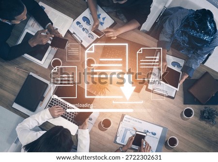Visual representation of digital document downloading, showing file transfer, data access, and progress status for secure and efficient information retrieval Vouch