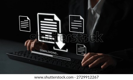 Visual representation of digital document downloading, showing file transfer, data access, and progress status for secure and efficient information retrieval Marrow
