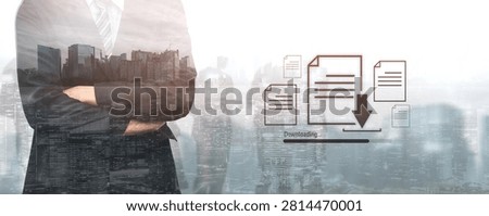 Visual representation of digital document downloading, showing file transfer, data access, and progress status for secure and efficient information retrieval Vouch