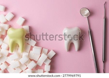 Visual Representation Emphasizing Risks Of Dental Decay Involving Tooth And Sugar. Bad teeth