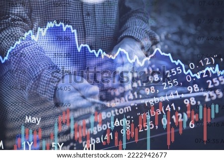 Visual representations of the concept of using technology and big data to analyze investment data through graphics and photographs.