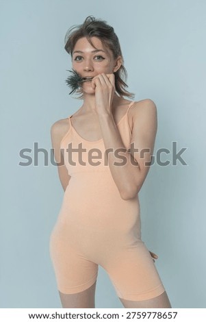 a visualization of a woman's self-perception, psychological state, positive emotions, female with a thistle flower