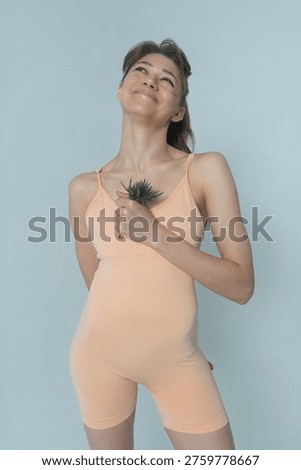 a visualization of a woman's self-perception, psychological state, positive emotions, female with a thistle flower