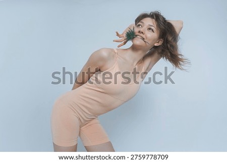 a visualization of a woman's self-perception, psychological state, positive emotions, female with a thistle flower