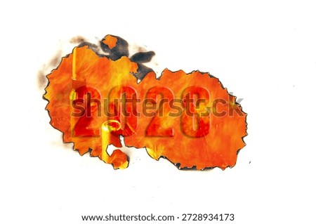 Visualization year 2030 burning, symbolizing urgency ecological situation and rising global temperatures.