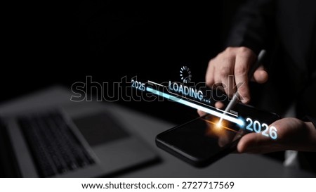 Visualizing the shift from 2025 to 2026. Progress bar symbolizing advancement, strategic foresight, yearly goal-setting, and business transformation for the upcoming year. Spline