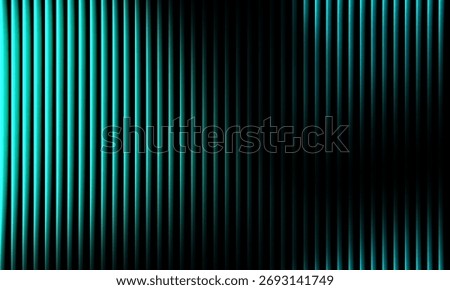 A visually striking abstract composition featuring luminous turquoise vertical lines against a deep, shadowy backdrop, evoking a sense of advanced technology and sleek design.