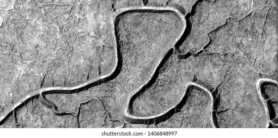 vital artery, allegory, abstract naturalism, Black and white photo, abstract photography of landscapes of the deserts of Africa from the air, aerial view, contemporary photographic art, 