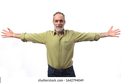 vital man with arms outstretched on white - Powered by Shutterstock