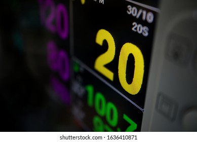 Vital Signs Data Of Patient On Black Screen.