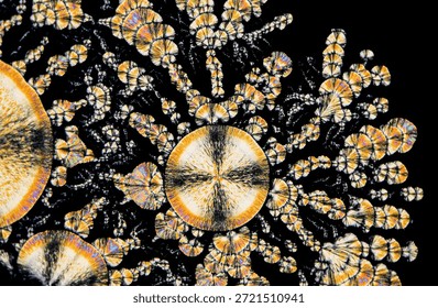 Vitamin C (Ascorbic Acid) crystals under crossed polarized light (100x magnification) observed with an Olympus Vanox AHBT3 microscope.
