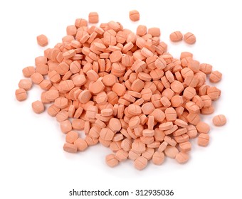 Vitamin C Pills On  White  Background