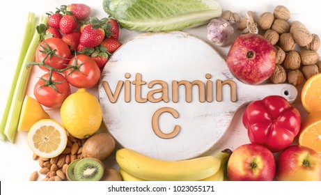 Vitamin C Rich Foods Top View Stock Photo 1023055171 | Shutterstock