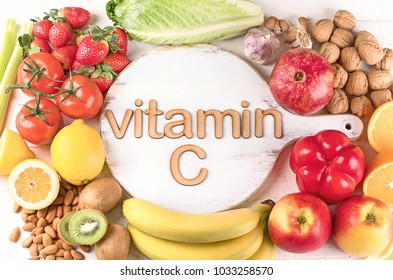 Vitamin C Rich Foods Top View Stock Photo 1033258570 | Shutterstock