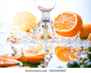 Vitamin c set iv drip orange fruit therapy infusion treatment concept.doctor use treatment patient loss nutrition and chemotherapy drug treatment cancer concept. - Powered by Shutterstock