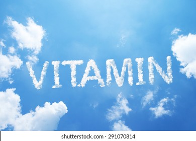 "Vitamin" cloud word on sky.