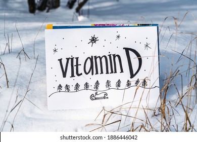 Vitamin D Help In Treating Coronavirus. Vitamin D, Coronavirus And Question Mark On Snow Background.