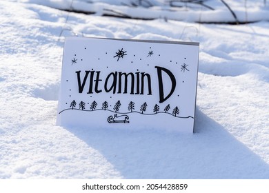 Vitamin D Help In Treating Coronavirus. Vitamin D, Coronavirus And Question Mark On Snow Background.