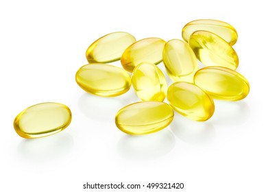 Vitamin E Capsules Isolated On White Background