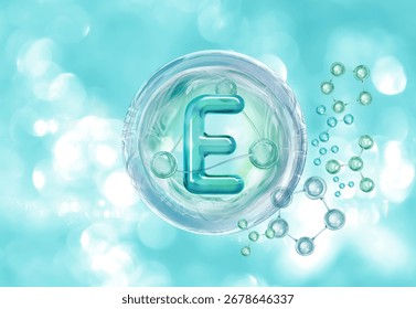 vitamin E concept, bubble and molecule