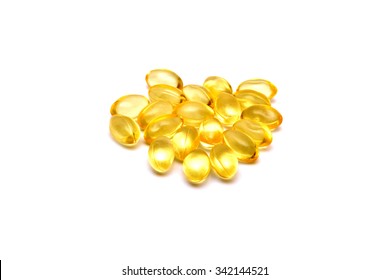 Vitamin E Supplement Isolated On White Background