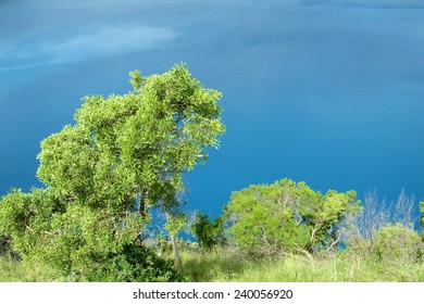 Vivid blue lake in Mount Garbier in Australia