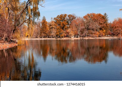 Vivid Colors Are Everywhere On A Bight Sunny Day In A City Autumn Park.