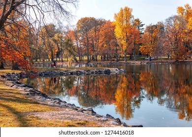 Vivid Colors Are Everywhere On A Bight Sunny Day In A City Autumn Park.