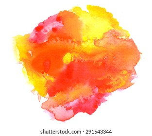 Vivid Hot Red Orange Yellow Watercolor Background