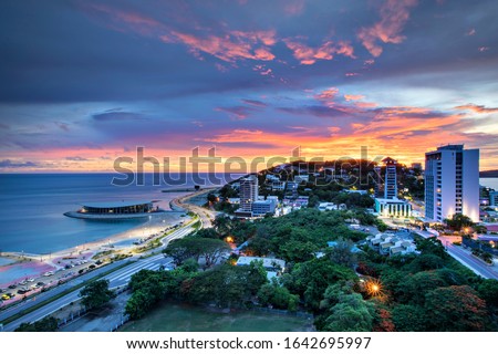 Vivid sunset at Ela Beach, Port Moresby.