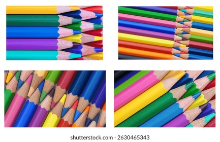 the vivid tips of sharpened colored pencils arranged in various formations.