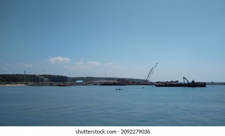 Vizhinjam Sea Port And Harbor, Thiruvananthapuram District, Kerala, Seascape View