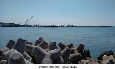 Vizhinjam Sea Port And Harbor, Thiruvananthapuram District, Kerala, Seascape View